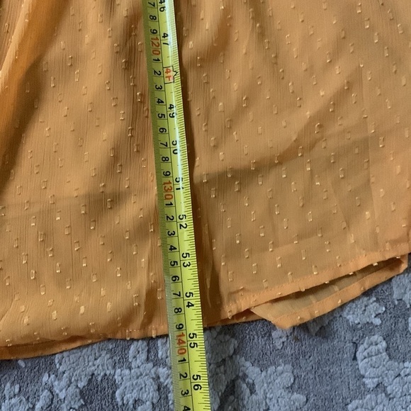 English Factory‎ Swiss Dot Smocked Maxi Dress medium mustard ruffle fall - Picture 10 of 16